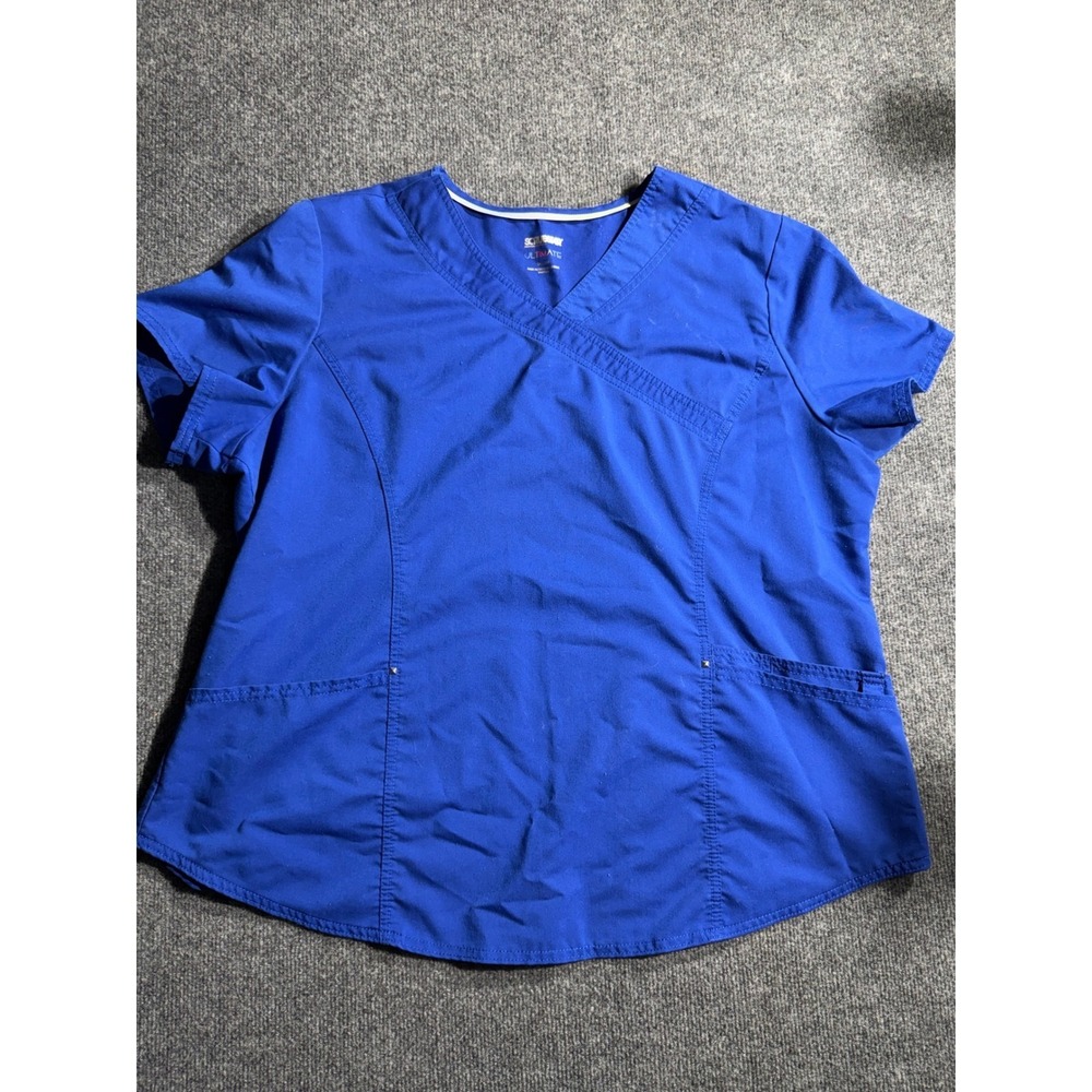 Scrubstar Ultimate Womens 2XL Electric Blue Mock Wrap Scrub Top WM00T862